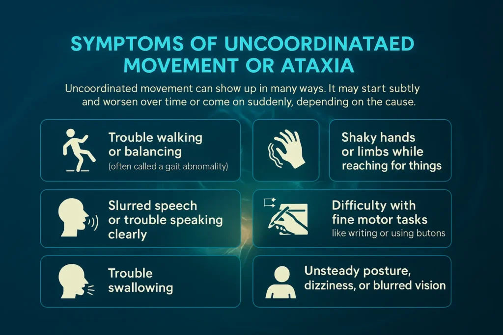 Symptoms of uncoordinated movement or ataxia (1)