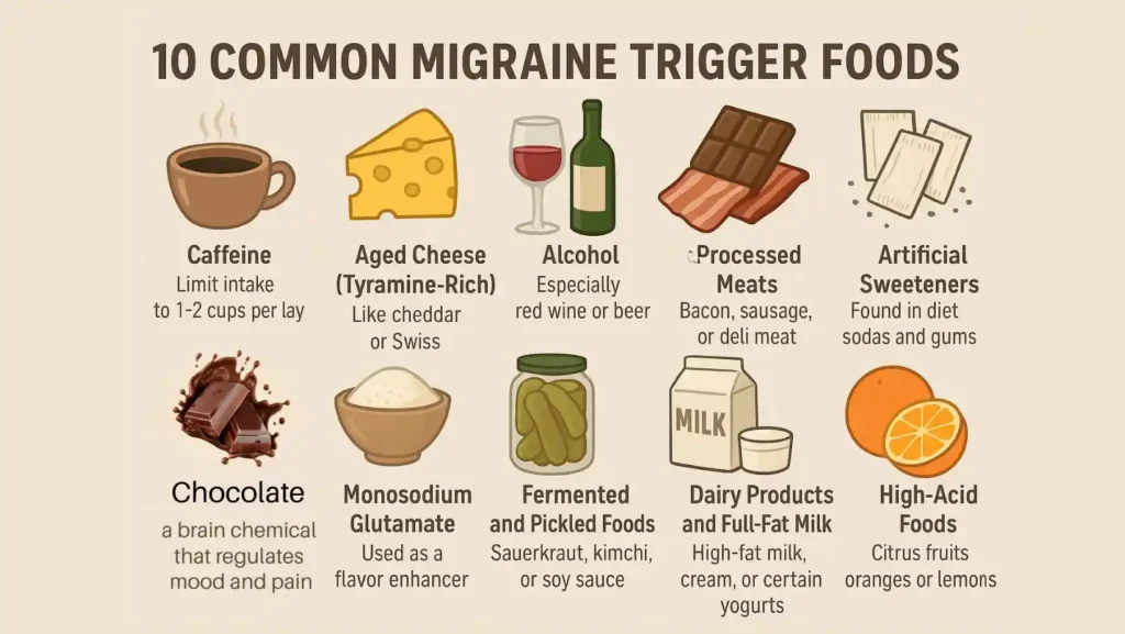5 common migraine trigger foods compressed